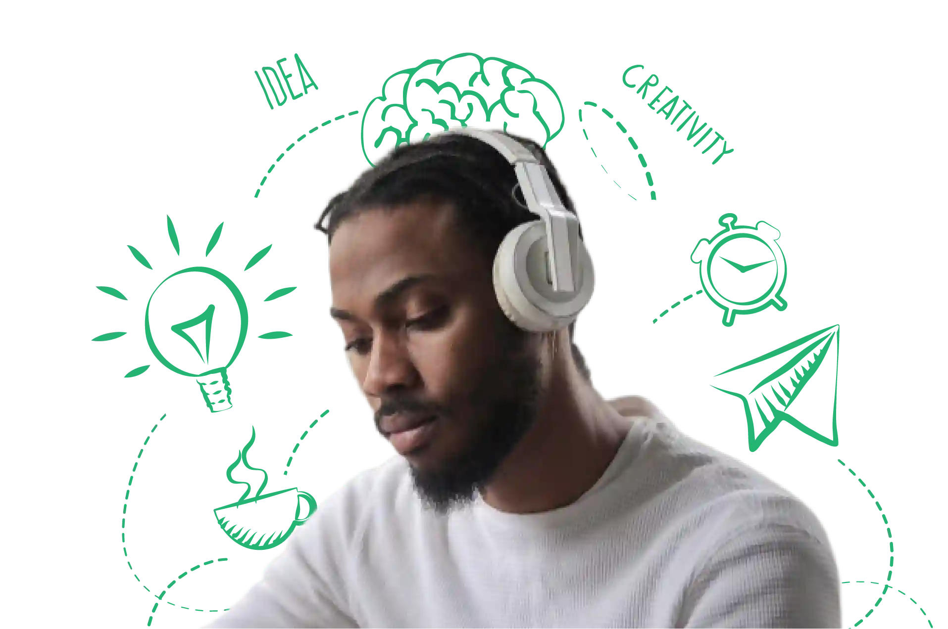 Elimika learner studying with headphones